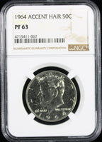 1964 Kennedy Proof Half Dollar 50c NGC PF 63 Accent Hair