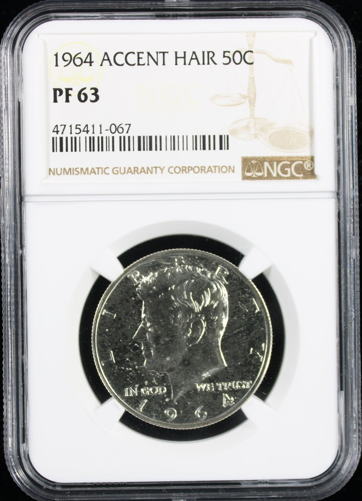 1964 Kennedy Proof Half Dollar 50c NGC PF 63 Accent Hair