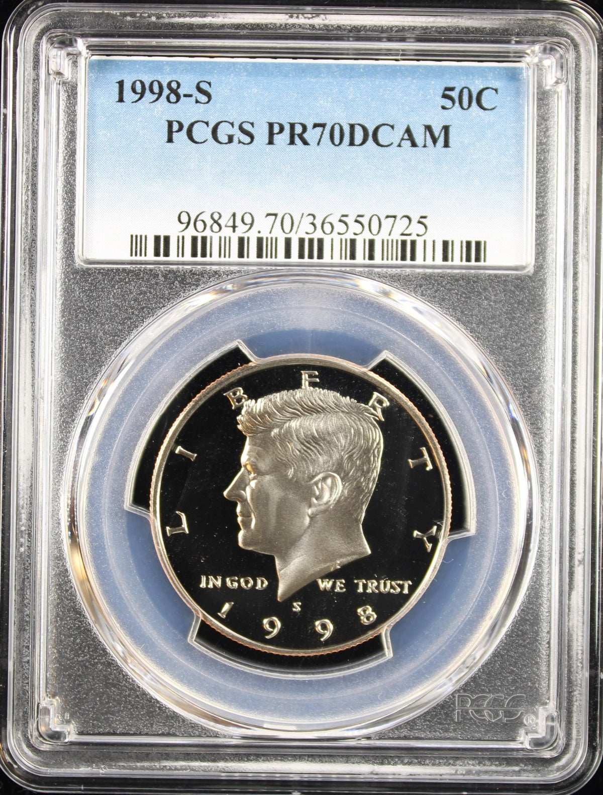 1998-S Kennedy Half Dollar 50c PCGS PR70DCAM