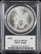 1995 Silver Eagle PCGS MS70 Mercanti Signed