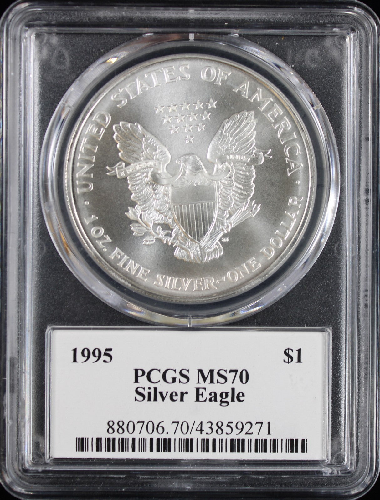 1995 Silver Eagle PCGS MS70 Mercanti Signed