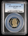 1979-S Jefferson Proof Nickel Type 2 5c PCGS PR70 DCAM Deep Cameo
