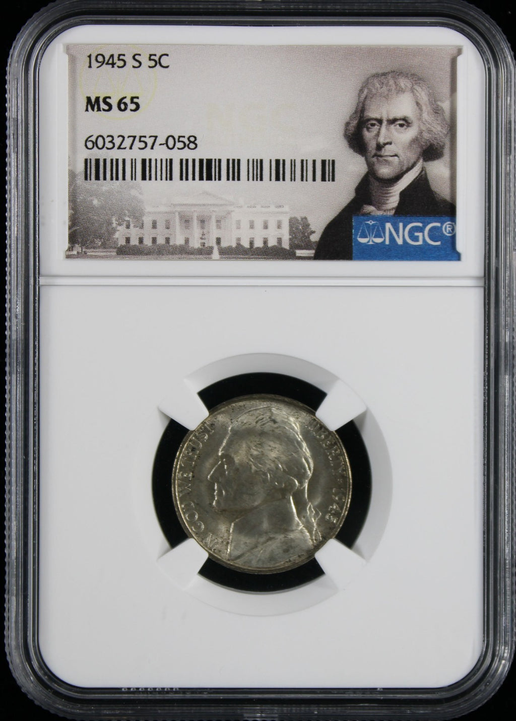 1945-S Jefferson Nickel 5c NGC MS65