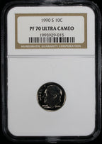 1990-S Proof Roosevelt Dime 10c NGC PF70 UCAM Ultra Cameo