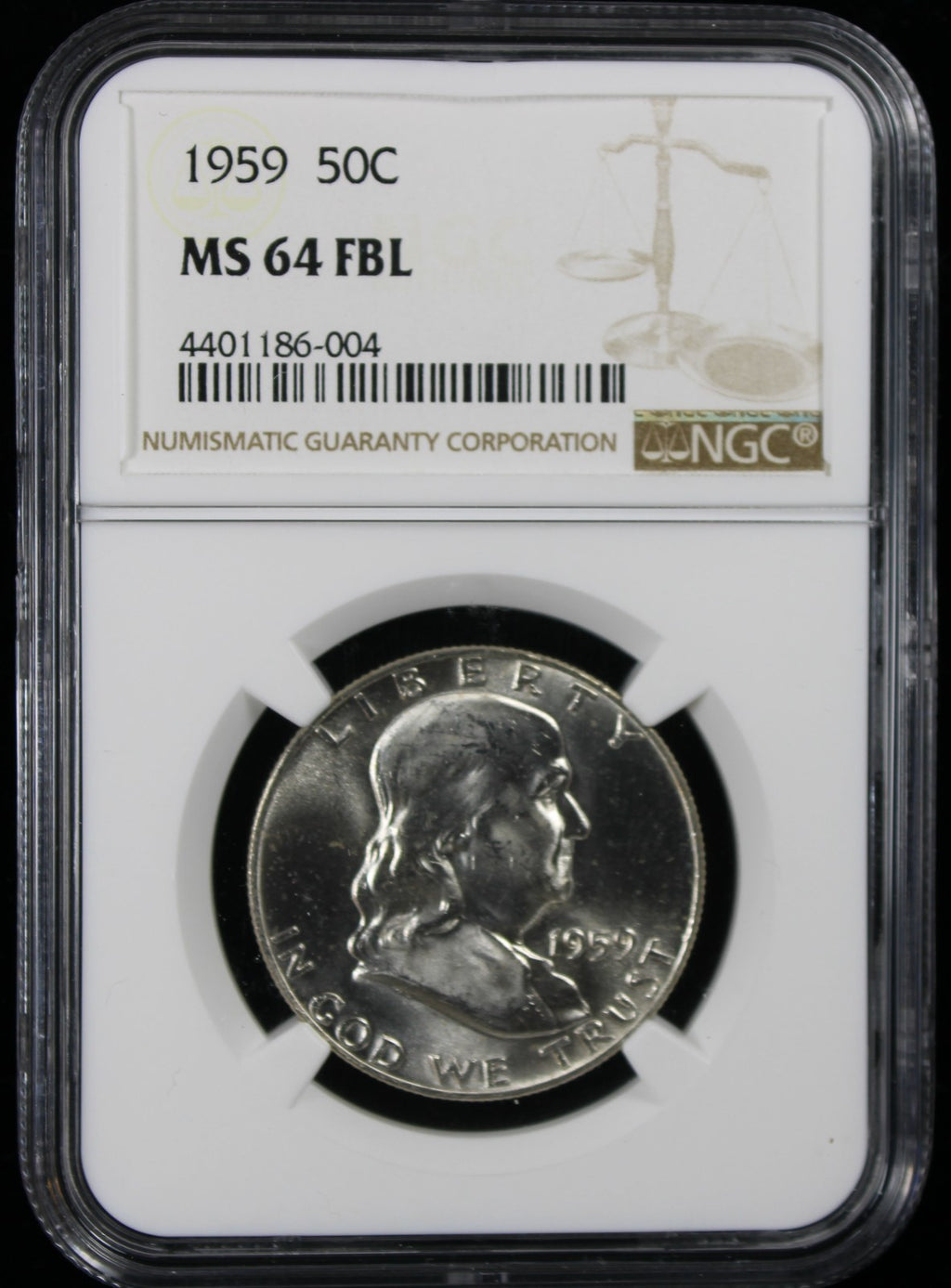 1959 Franklin Half Dollar 50c NGC MS64 FBL