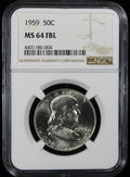 1959 Franklin Half Dollar 50c NGC MS64 FBL