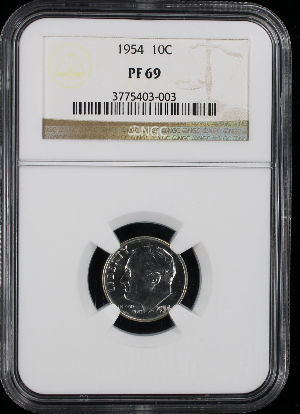 1954 Proof Roosevelt Silver Dime 10c NGC PF69