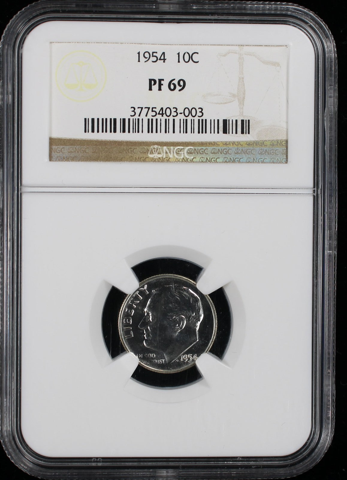 1954 Proof Roosevelt Silver Dime 10c NGC PF69