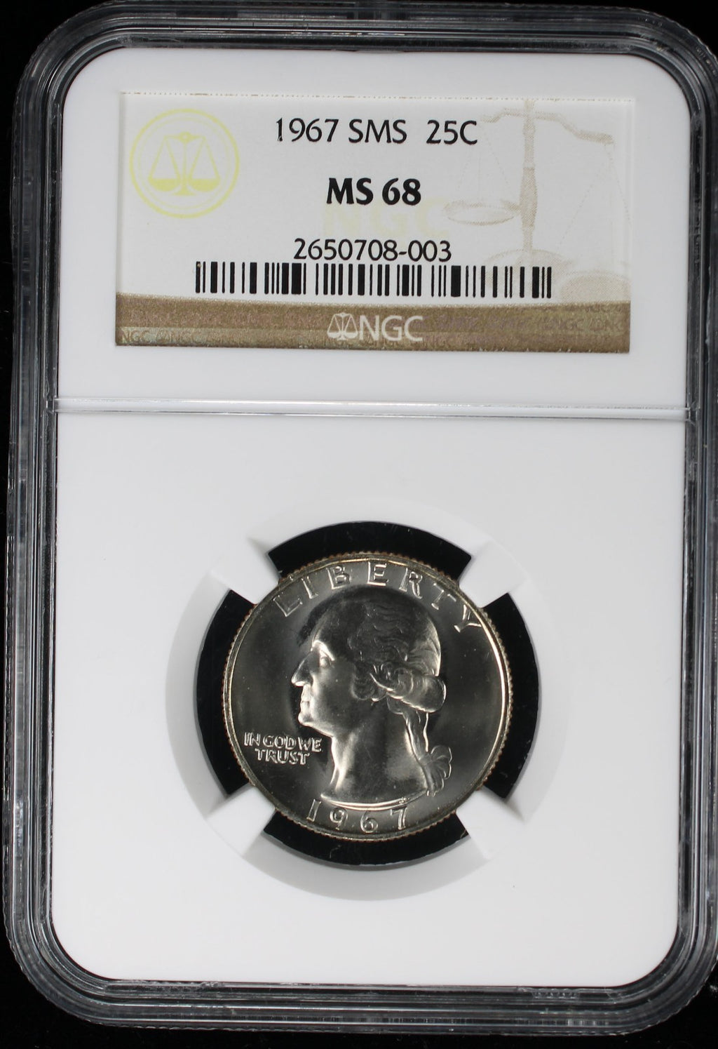 1967 Washington Quarter 25c NGC MS68 SMS Special Mint Set