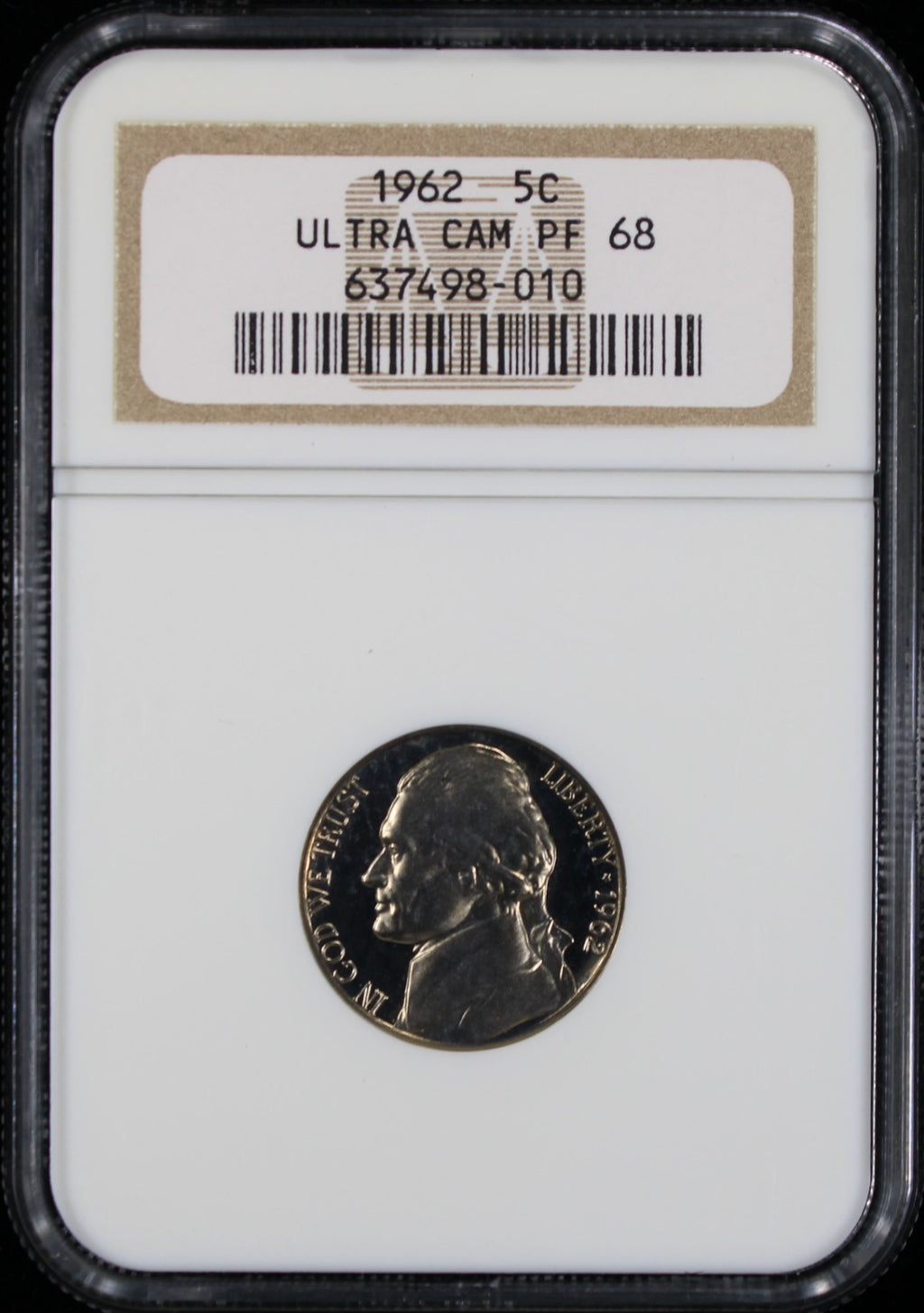 1962 Jefferson Proof Nickel 5c NGC PF68 Ultra Cameo