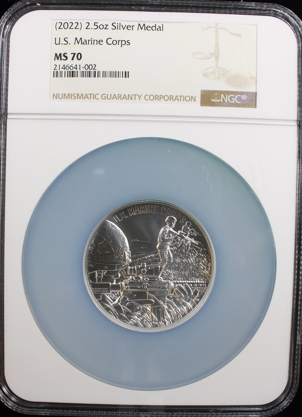 2022 2.5 Oz Silver Medal US Marine Corps NGC MS70