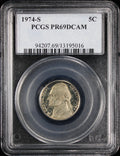 1974-S Jefferson Proof Nickel 5c PCGS PR69 DCAM Deep Cameo