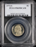 1974-S Jefferson Proof Nickel 5c PCGS PR69 DCAM Deep Cameo