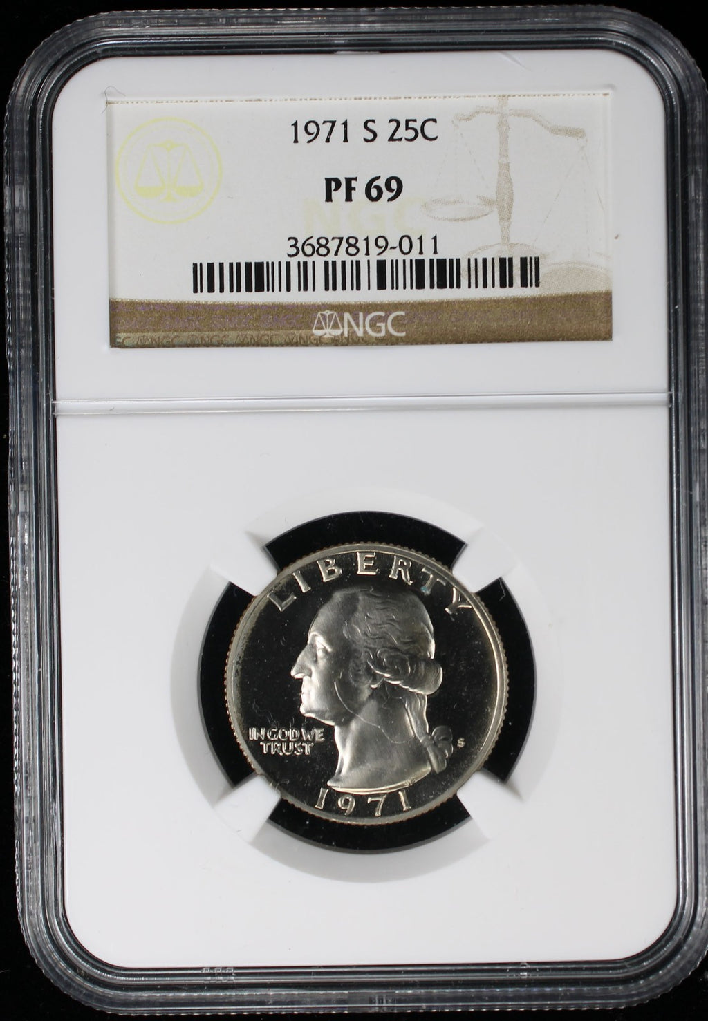 1971-S Proof Washington Quarter 25c NGC PF69