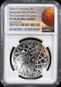 2020 $1 Colorized Basketball Hall of Fame $1 NGC PF70 Ultra Cameo