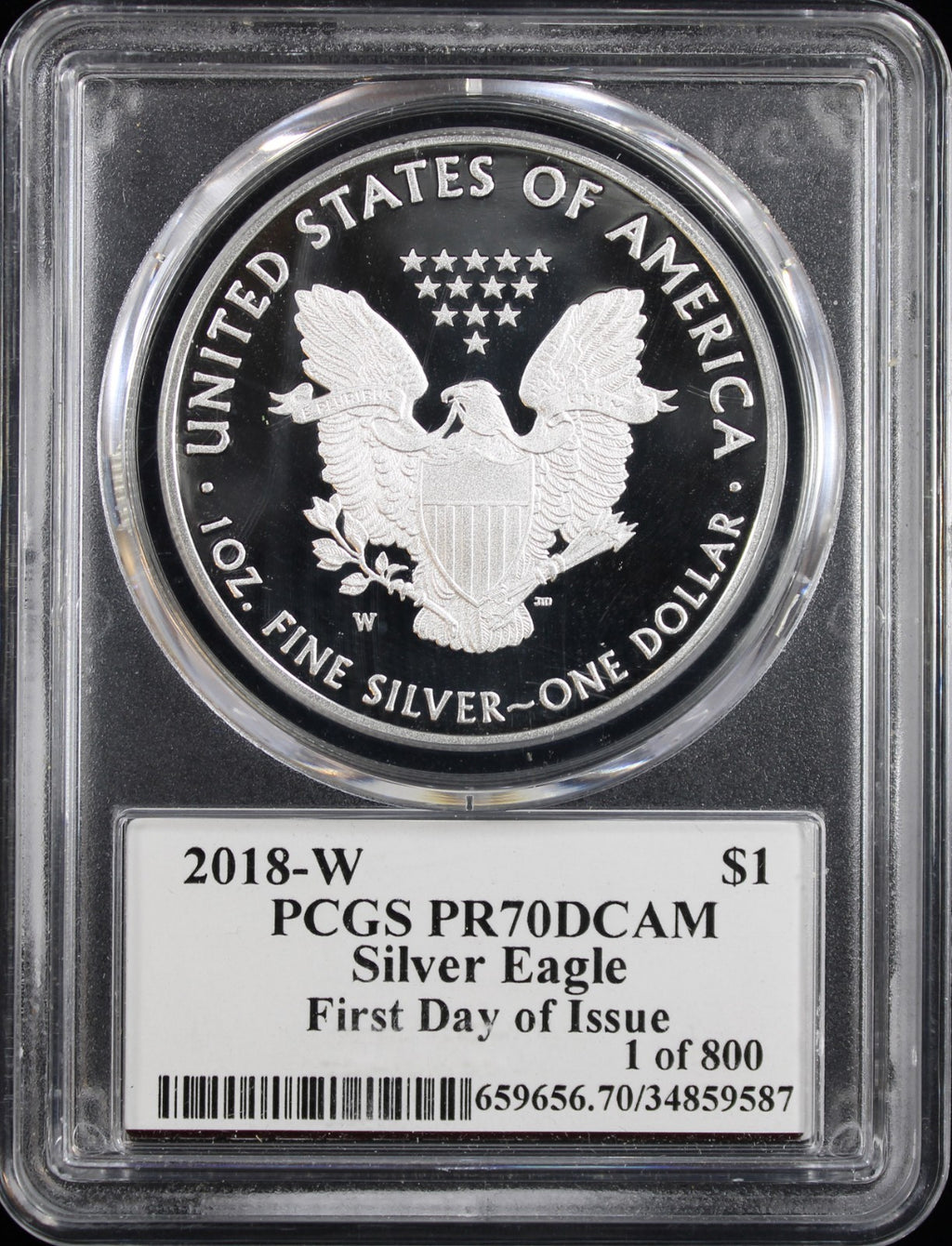 2018-W Silver Eagle PCGS PR70DCAM First Day of Issue Mercanti Signed