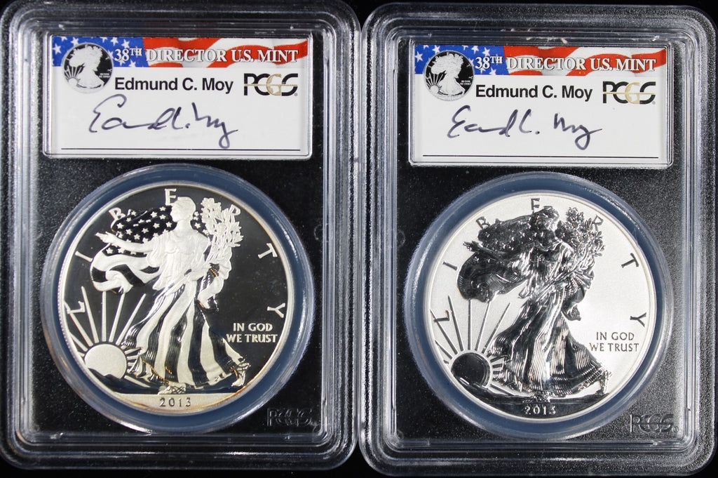 2013-W Silver Eagle PCGS West Point Mint Set Edmund Moy Signature MS/PR70