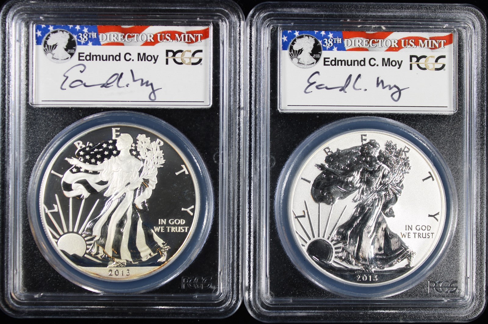 2013-W Silver Eagle PCGS West Point Mint Set Edmund Moy Signature MS/PR70
