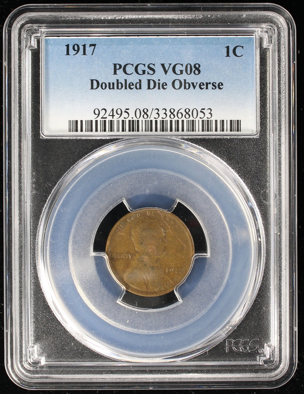 1917 Lincoln Cent 1c PCGS VG08 DDO Double Die Obverse