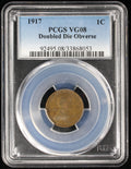 1917 Lincoln Cent 1c PCGS VG08 DDO Double Die Obverse