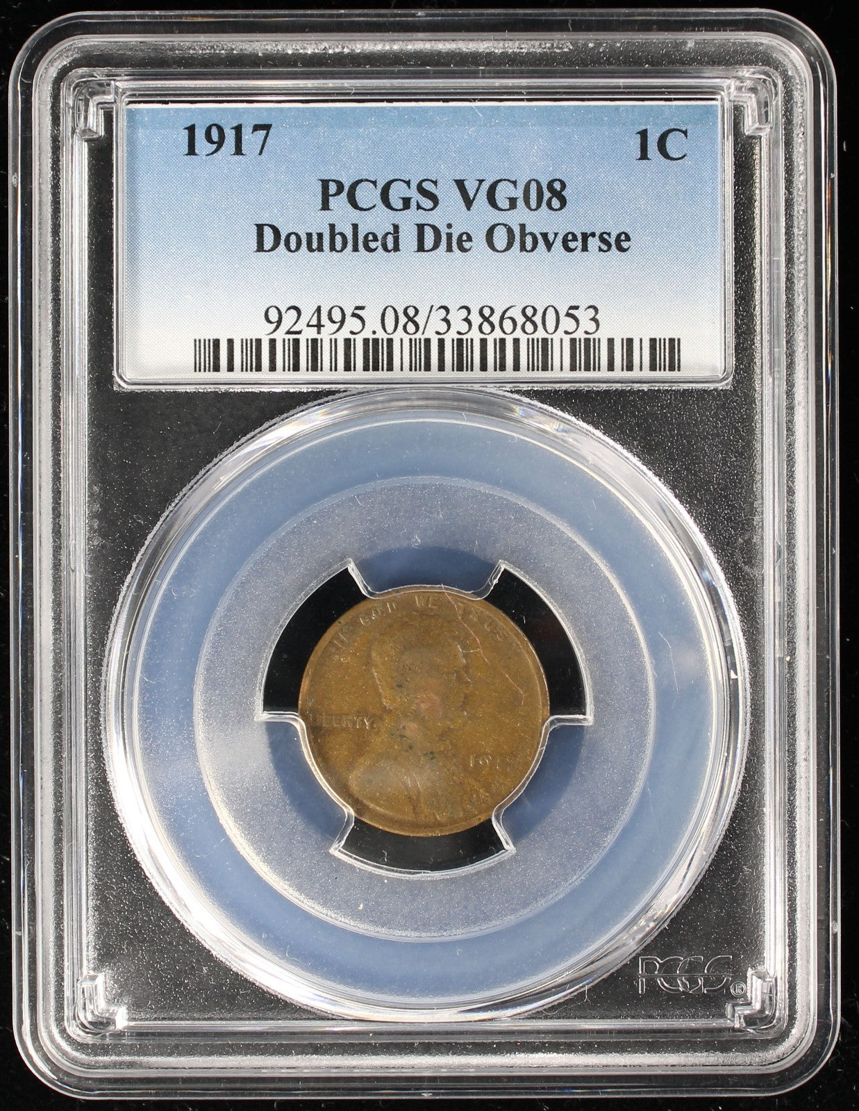 1917 Lincoln Cent 1c PCGS VG08 DDO Double Die Obverse