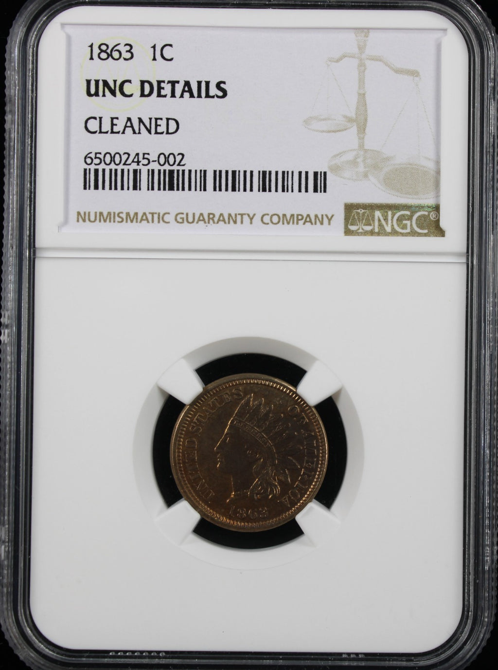 1863 1c NGC UNC Details