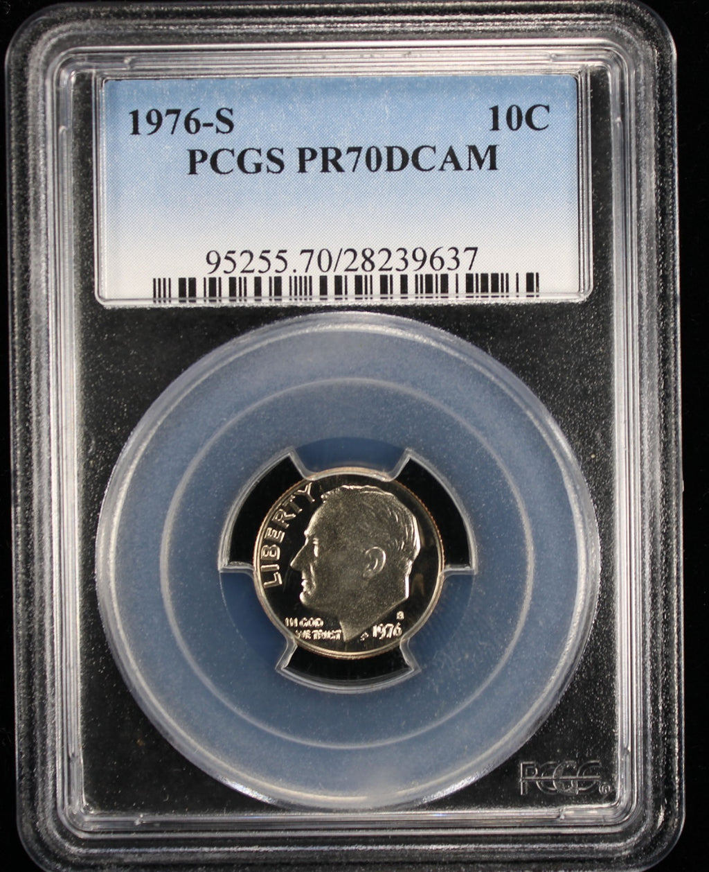 1976-S Proof Roosevelt Dime 10c PCGS PR70 DCAM Deep Cameo