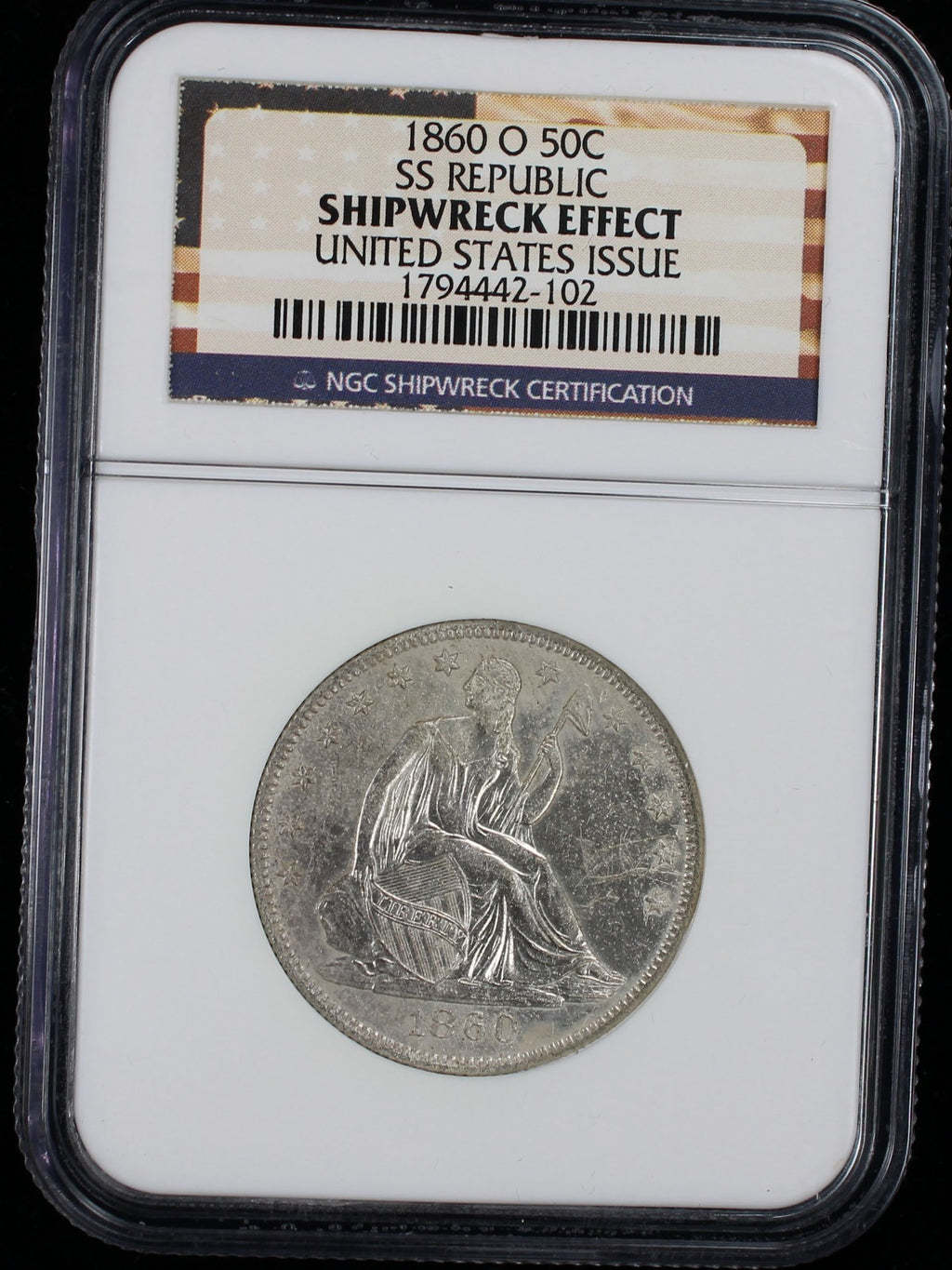 1860-O 50c Shipwreck Effect United States Issue NGC