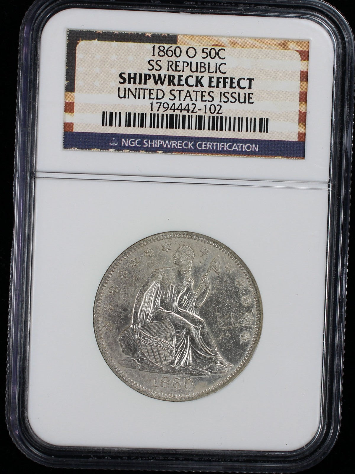 1860-O 50c Shipwreck Effect United States Issue NGC
