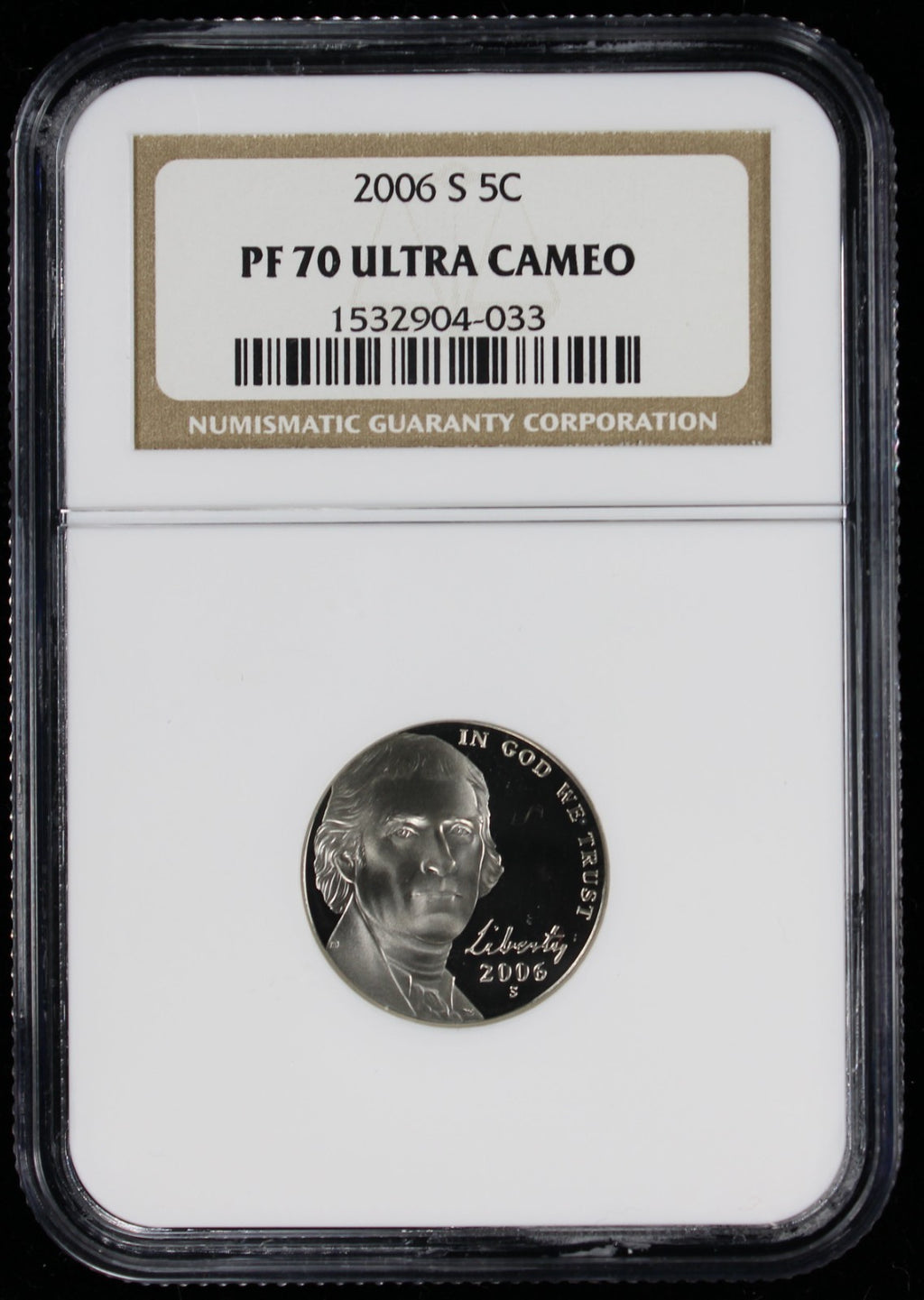 2006-S Jefferson Nickel 5c NGC PR70 Ultra Cameo