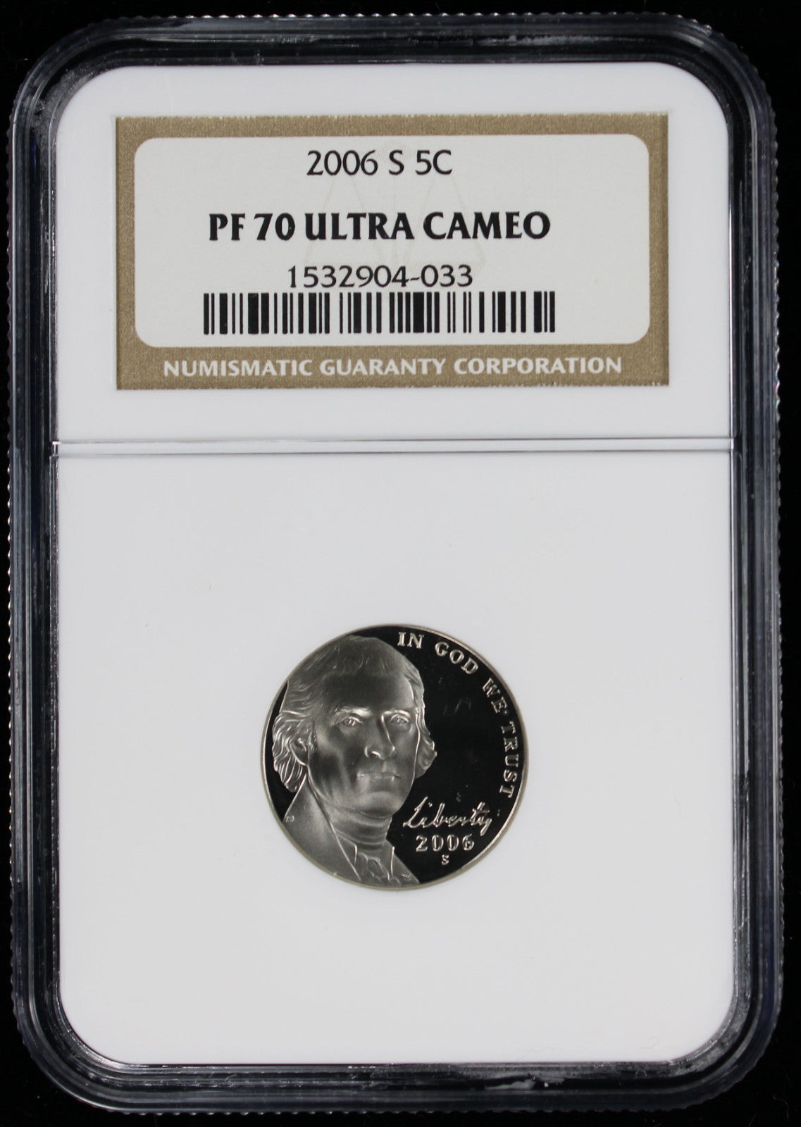 2006-S Jefferson Nickel 5c NGC PR70 Ultra Cameo