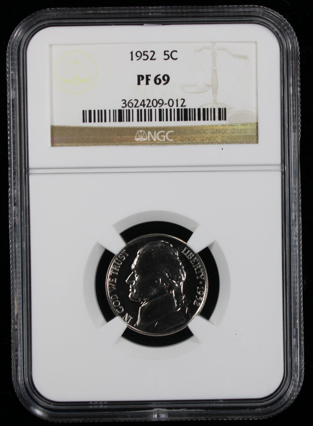 1952 Jefferson Proof Nickel 5c NGC PF69