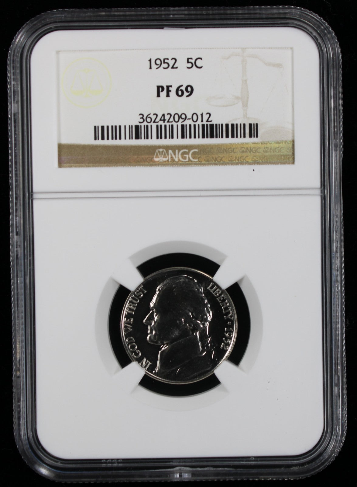 1952 Jefferson Proof Nickel 5c NGC PF69