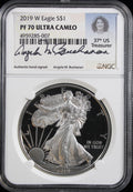 2019-W Silver Eagle PF70 Ultra Cameo NGC Buchanan Signed