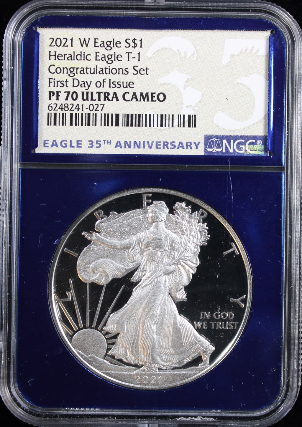 2021-W Silver Eagle NGC PF70UCAM Congratulations Set first Day of Issue