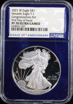 2021-W Silver Eagle NGC PF70UCAM Congratulations Set first Day of Issue