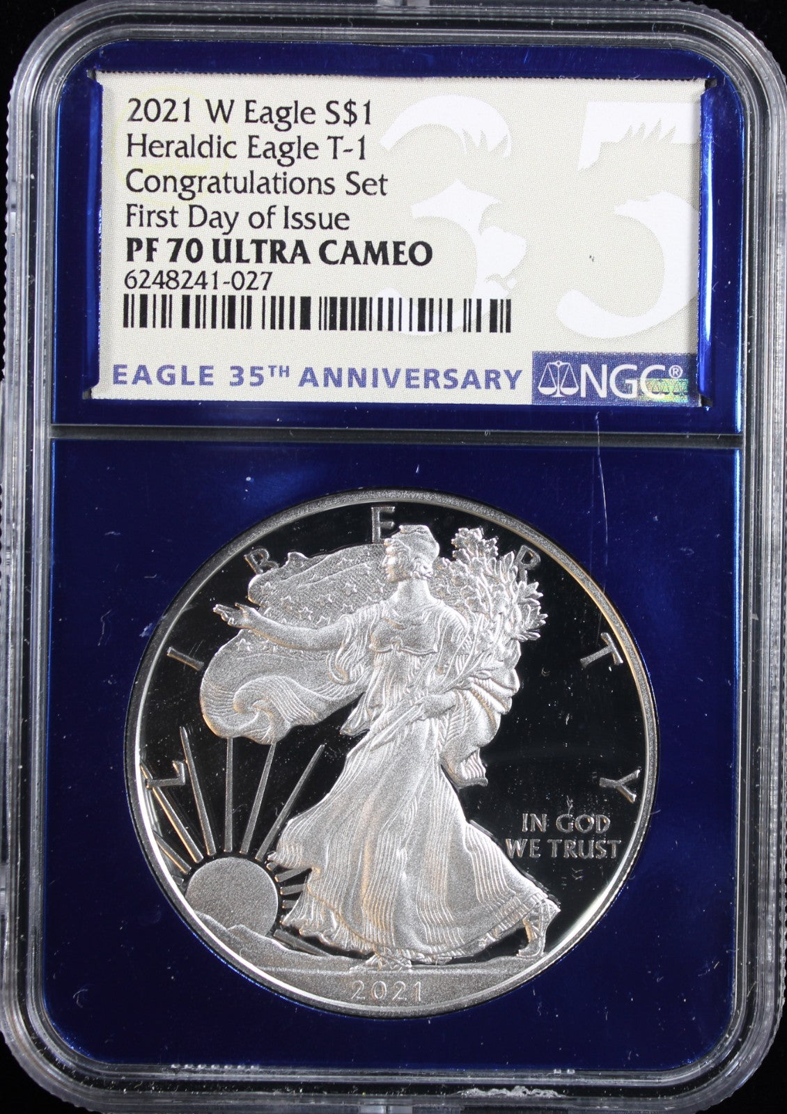 2021-W Silver Eagle NGC PF70UCAM Congratulations Set first Day of Issue