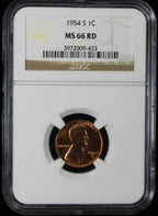 1954-S Wheat Lincoln Cent 1c NGC MS66 RD