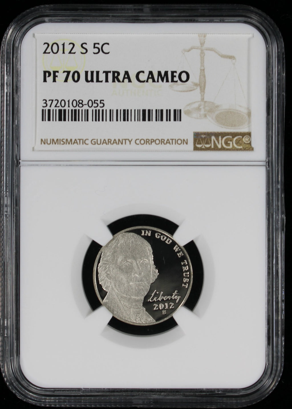 2012-S Jefferson Nickel 5c NGC PR70 Ultra Cameo