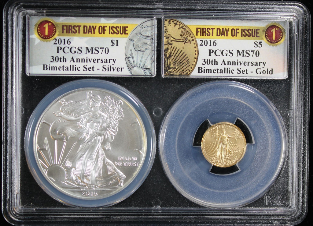2016 Bimetallic Set- Silver and Gold PCGS MS70 First Day of Issue