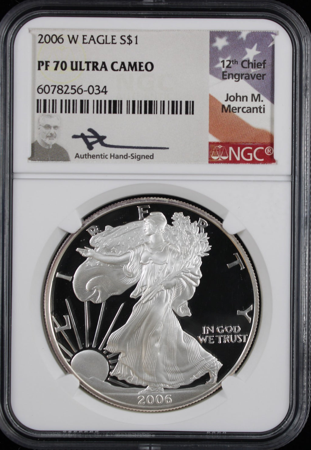 2006-W Silver Eagle NGC PR70UCAM Mercanti Signed