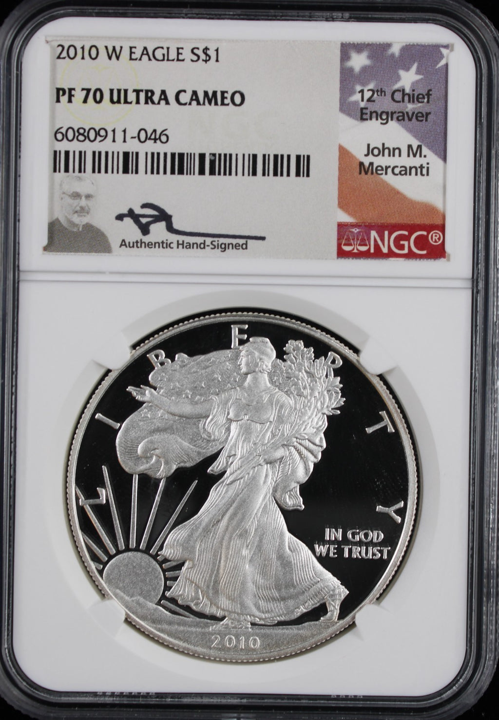 2010-W Silver Eagle NGC PR70UCAM Mercanti Signed