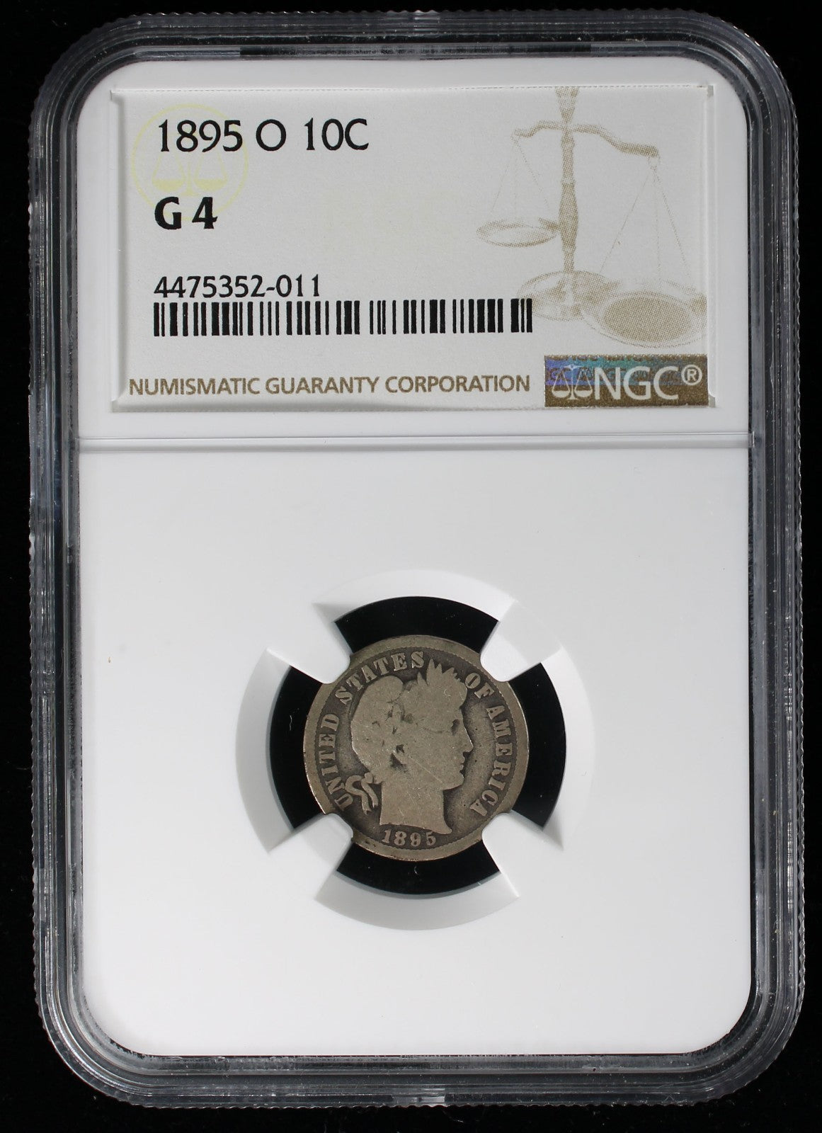 1895-O Barber Dime 10c NGC G4
