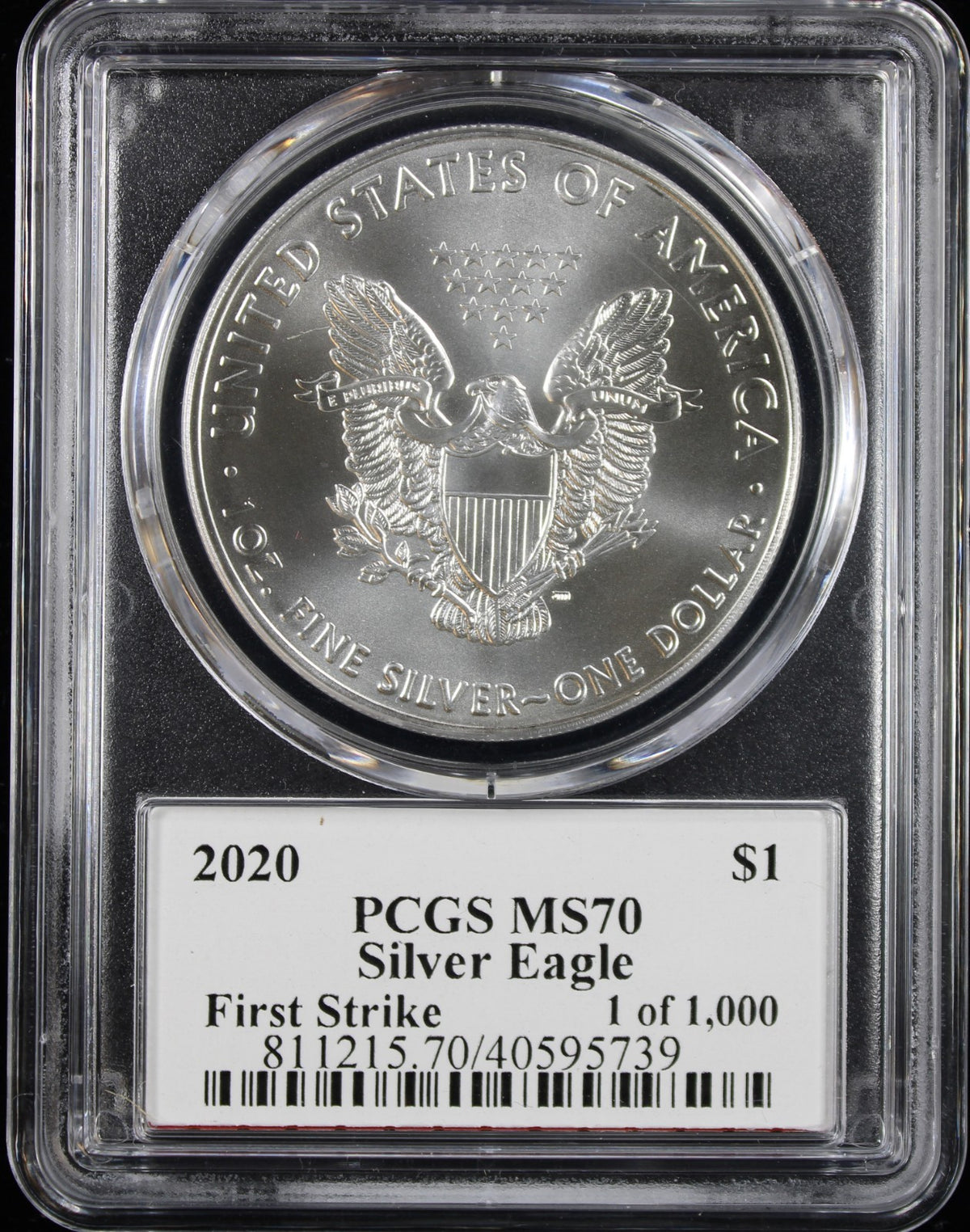 2020 Silver Eagle PCGS MS70 First Strike Cleveland Signed 1 of 1000