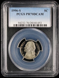 1996-S Jefferson Proof Nickel 5c PCGS PR70 DCAM Deep Cameo