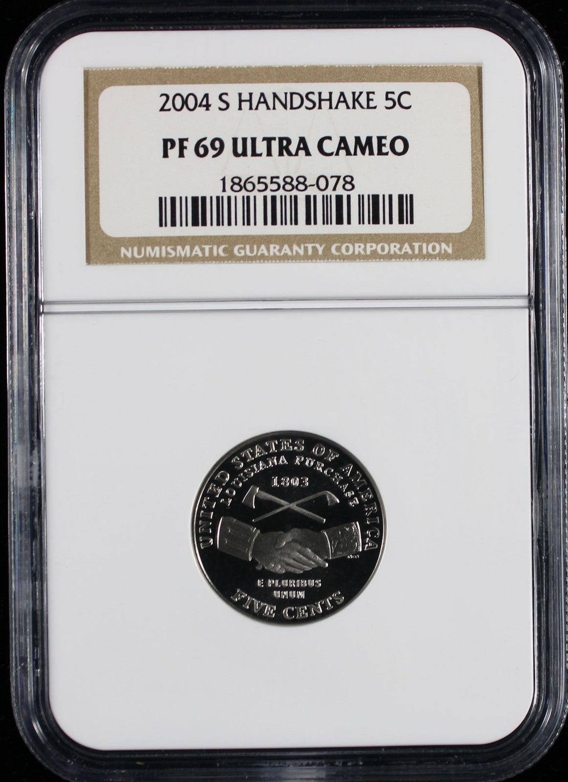 2004-S Jefferson Nickel 5c NGC PR69 Ultra Cameo Handshake