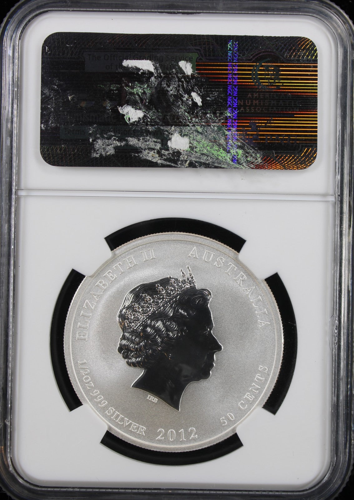 2012-P Australia 50c year of the Dragon MS70 1/2 Oz Silver