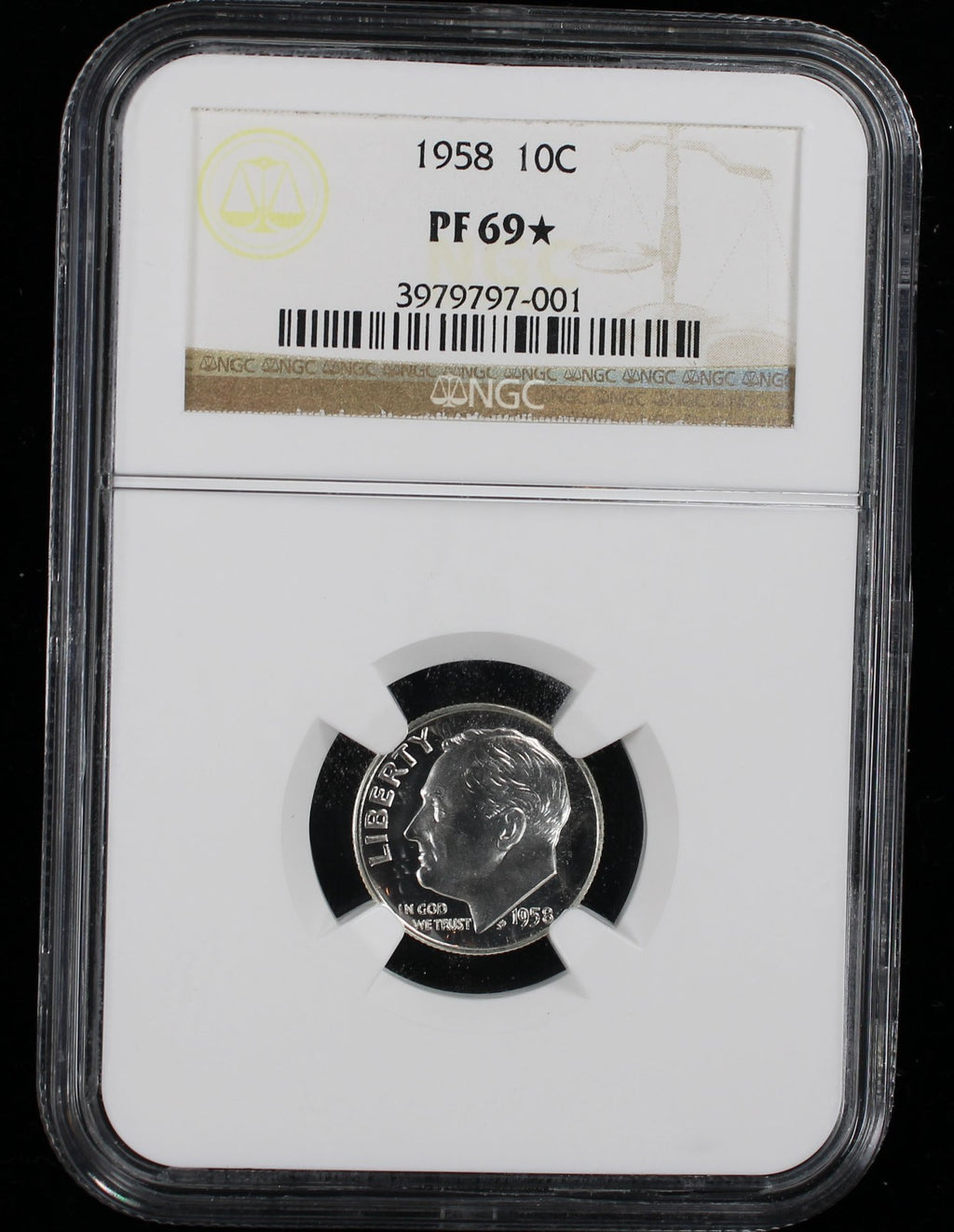 1958 Proof Roosevelt Silver Dime 10c NGC PF69* Star
