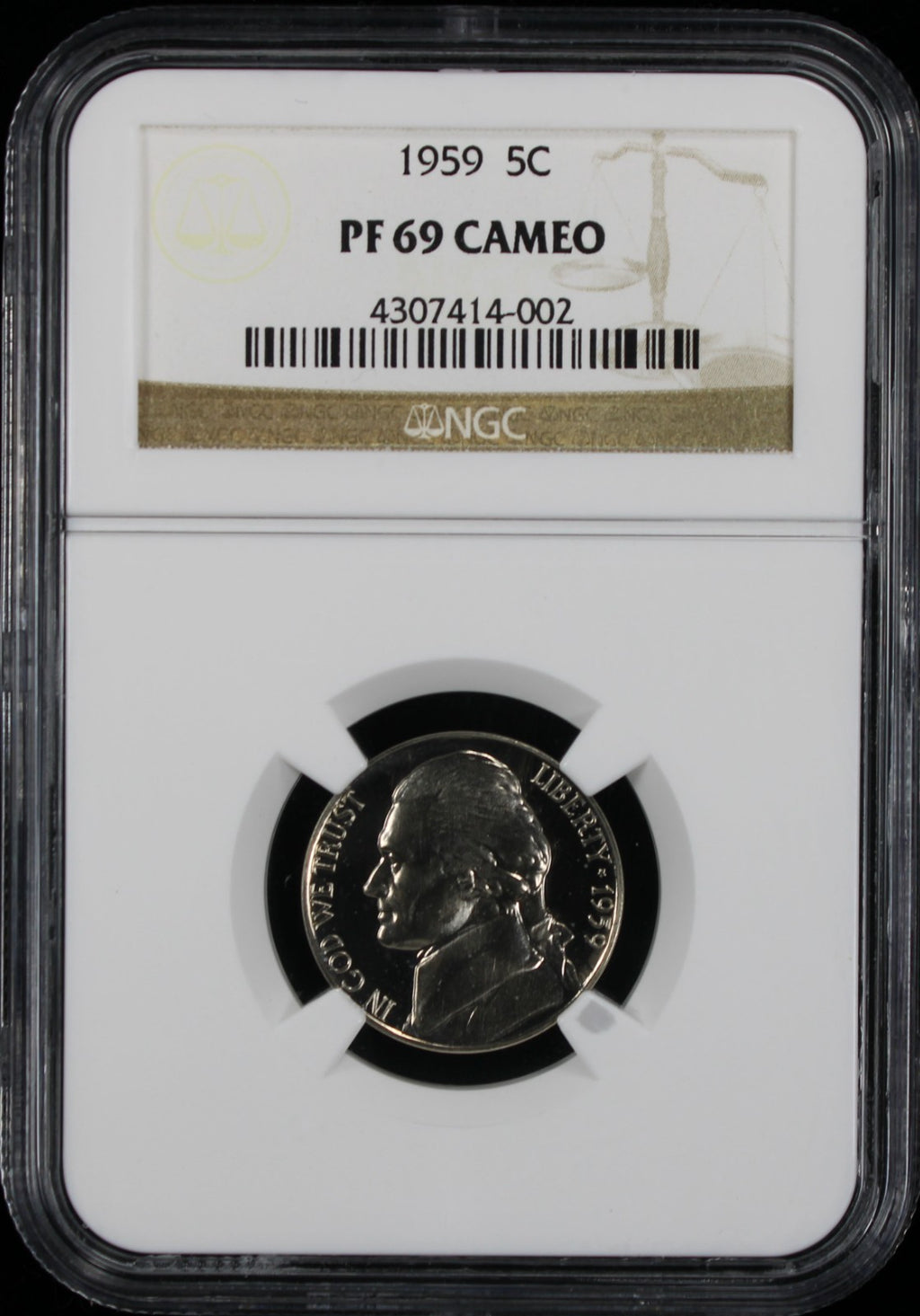 1959 Jefferson Proof Nickel 5c NGC PF69 Cameo
