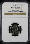 1959 Jefferson Proof Nickel 5c NGC PF69 Cameo